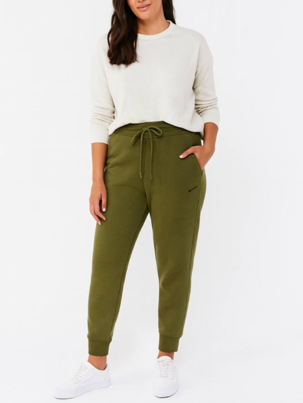 Nike Women's Jogger Pants XS Dri-FIT Fleece Olive Green Streetwear Active Wear